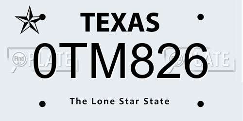 0TM826 Texas License Plate
