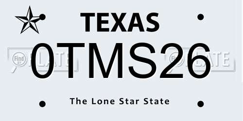 0TMS26 Texas License Plate