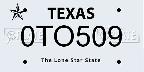 0TO509 Texas License Plate