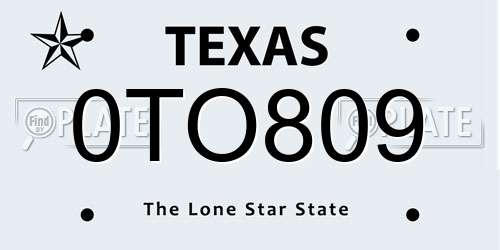 0TO809 Texas License Plate