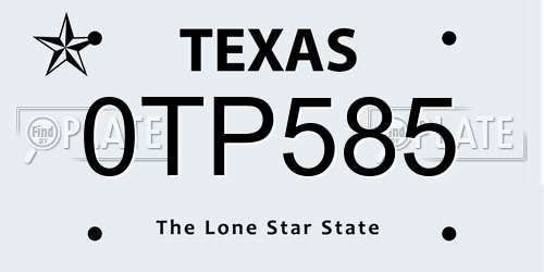 0TP585 Texas License Plate