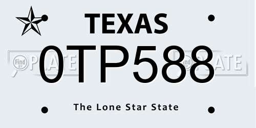 0TP588 Texas License Plate