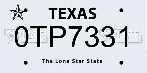 0TP7331 Texas License Plate