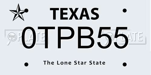 0TPB55 Texas License Plate