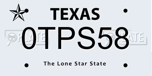 0TPS58 Texas License Plate