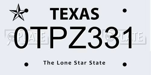 0TPZ331 Texas License Plate
