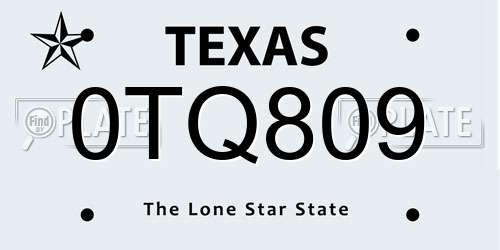 0TQ809 Texas License Plate