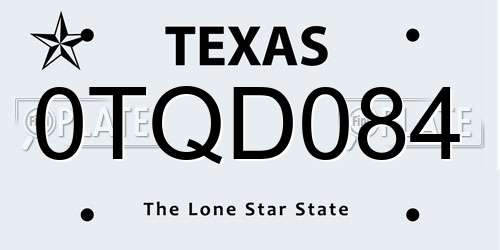 0TQD084 Texas License Plate