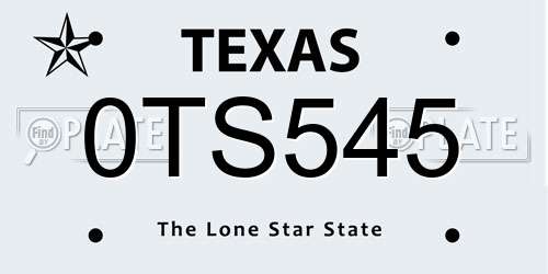 0TS545 Texas License Plate