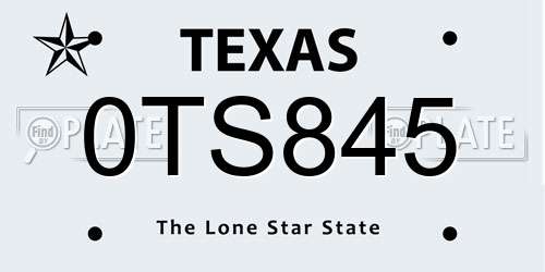 0TS845 Texas License Plate