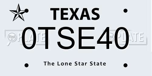 0TSE40 Texas License Plate