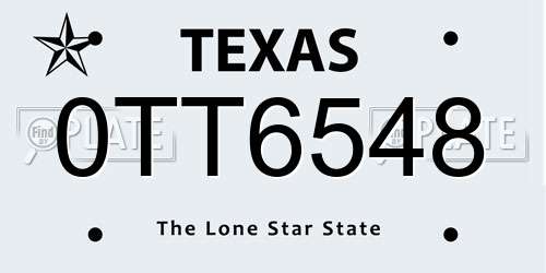 0TT6548 Texas License Plate