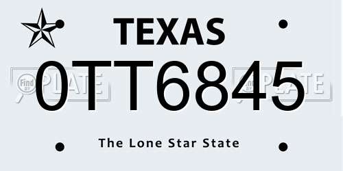0TT6845 Texas License Plate