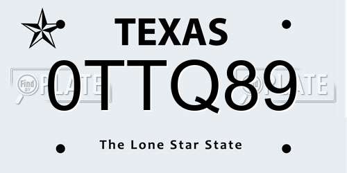 0TTQ89 Texas License Plate