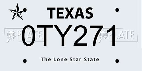 0TY271 Texas License Plate
