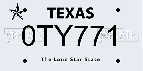 0TY771 Texas License Plate