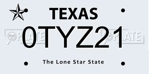 0TYZ21 Texas License Plate