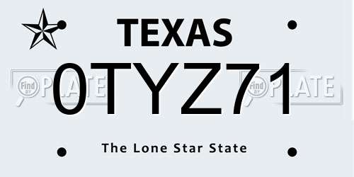 0TYZ71 Texas License Plate