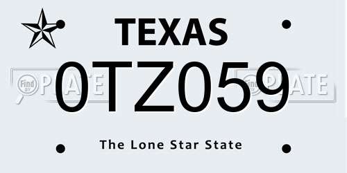 0TZ059 Texas License Plate