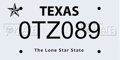 0TZ089 Texas License Plate