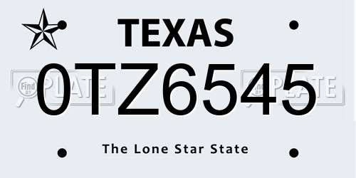 0TZ6545 Texas License Plate