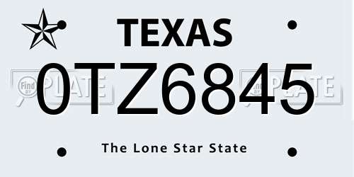 0TZ6845 Texas License Plate
