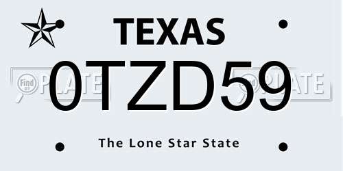 0TZD59 Texas License Plate
