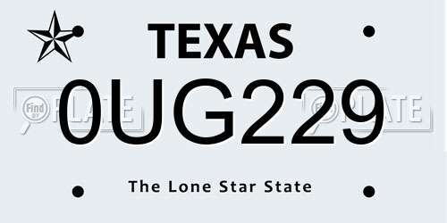 0UG229 Texas License Plate