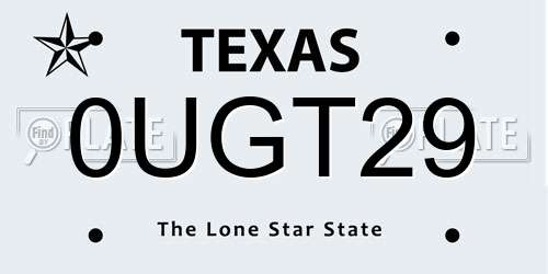 0UGT29 Texas License Plate