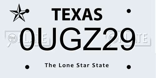 0UGZ29 Texas License Plate