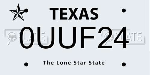 0UUF24 Texas License Plate