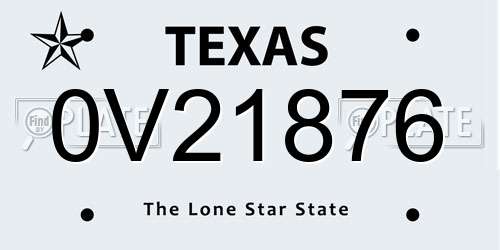 0V21876 Texas License Plate