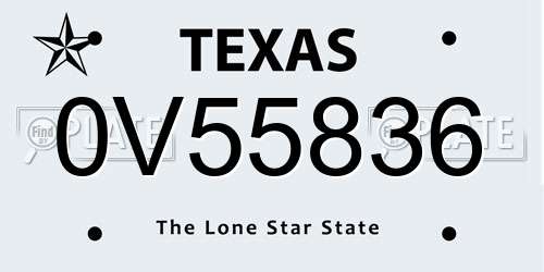 0V55836 Texas License Plate