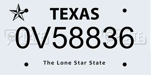 0V58836 Texas License Plate