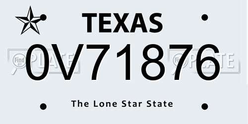 0V71876 Texas License Plate
