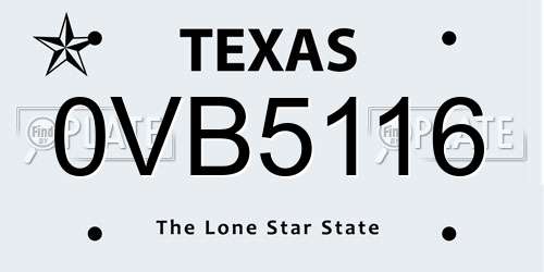 0VB5116 Texas License Plate