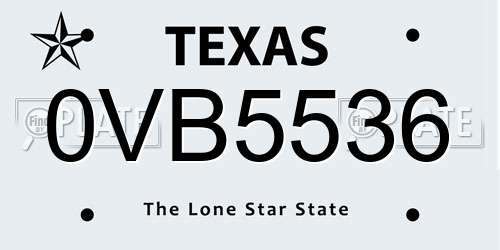 0VB5536 Texas License Plate