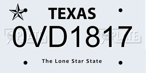 0VD1817 Texas License Plate