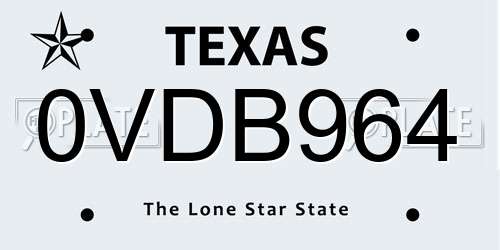 0VDB964 Texas License Plate