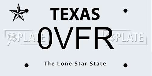 0VFR Texas License Plate