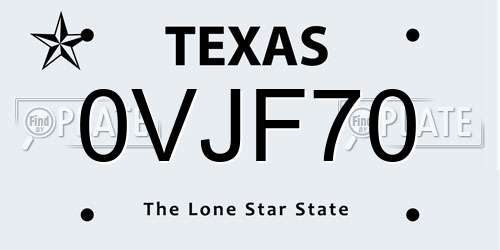 0VJF70 Texas License Plate