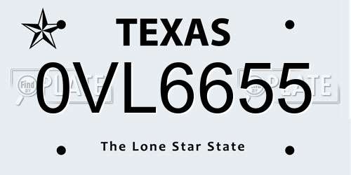 0VL6655 Texas License Plate