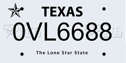 0VL6688 Texas License Plate
