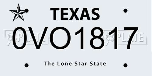 0VO1817 Texas License Plate