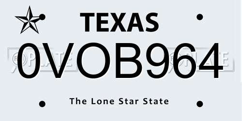 0VOB964 Texas License Plate