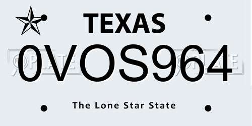 0VOS964 Texas License Plate