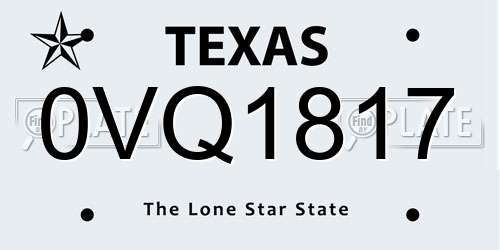 0VQ1817 Texas License Plate