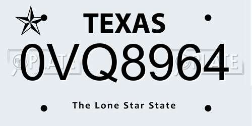 0VQ8964 Texas License Plate