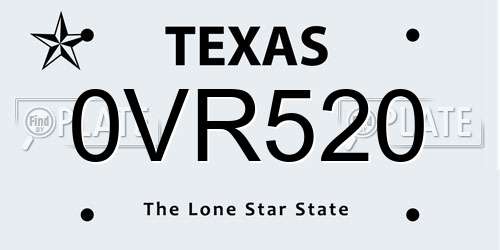 0VR520 Texas License Plate