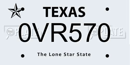 0VR570 Texas License Plate